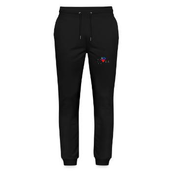 Heartbeat Liechtenstein Heartbeat Flag Vaduz - Stanley/Stella Mover Unisex Organic Jogging Trousers - black - Front - Marisol (170cm) & Nik (191cm)