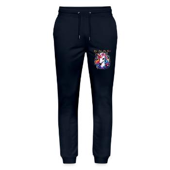 Three... Two... ONE... HORN - Stanley/Stella Mover Unisex Organic Jogging Trousers - navy - Front - Marisol (170cm) & Nik (191cm)