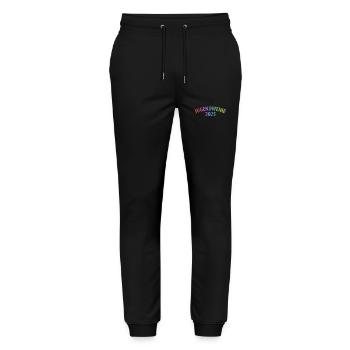 Jugendweihe 2025 - Stanley/Stella Unisex Bio Jogginghose Mover  - Schwarz - Vorne - Marisol (170cm) & Nik (191cm)