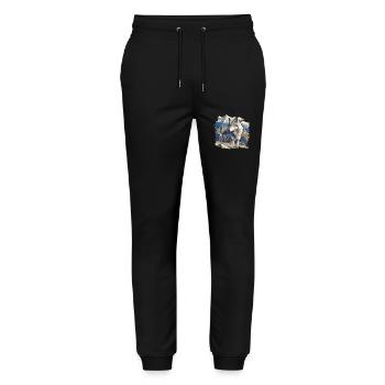 Wolves Wolf - Stanley/Stella Mover Unisex Organic Jogging Trousers - black - Front - Marisol (170cm) & Nik (191cm)