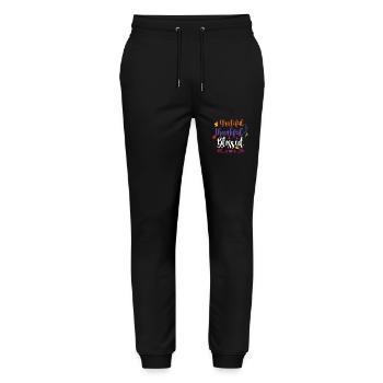 Grateful Thankful - Stanley/Stella Mover Unisex Organic Jogging Trousers - black - Front - Marisol (170cm) & Nik (191cm)