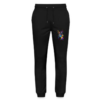 Esel in Bunt Popart Farben Hausesel Donkey Reiten - Stanley/Stella Unisex Bio Jogginghose Mover  - Schwarz - Vorne - Marisol (170cm) & Nik (191cm)