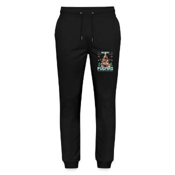 Christmas Pug Ugly Christmas Merry Pugmas - Stanley/Stella Mover Unisex Organic Jogging Trousers - black - Front - Marisol (170cm) & Nik (191cm)