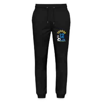 Goal Football I'm 12 Children's Birthday Party - Stanley/Stella Mover Unisex Organic Jogging Trousers - black - Front - Marisol (170cm) & Nik (191cm)