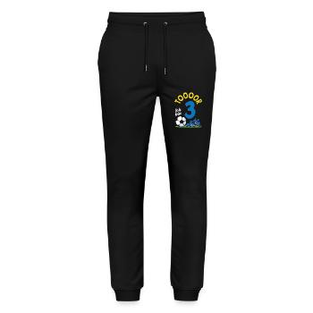 Goal Football I'm 3 Children's Birthday Party - Stanley/Stella Mover Unisex Organic Jogging Trousers - black - Front - Marisol (170cm) & Nik (191cm)