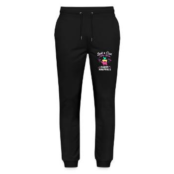 Farmer Farmer Farmer's Wife Farm - Stanley/Stella Mover Unisex Organic Jogging Trousers - black - Front - Marisol (170cm) & Nik (191cm)