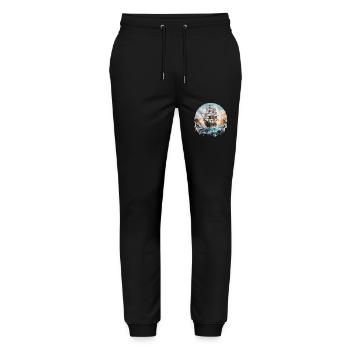 Sailing Ship, Frigate, Boat - Stanley/Stella Mover Unisex Organic Jogging Trousers - black - Front - Marisol (170cm) & Nik (191cm)