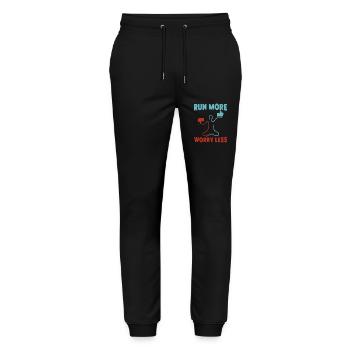 Running Run More Worry Less Marathon Runner - Stanley/Stella Unisex Bio Jogginghose Mover  - Schwarz - Vorne - Marisol (170cm) & Nik (191cm)