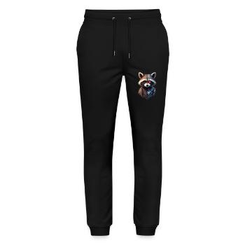 Funny Robot Tech Raccoon Cyborg Animal Raccoon - Stanley/Stella Mover Unisex Organic Jogging Trousers - black - Front - Marisol (170cm) & Nik (191cm)