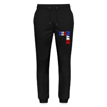 drapeau france cadeau, cadeau france drapeau padel - Pantalon de jogging bio MOVER Stanley/Stella unisexe - noir - Devant - Marisol (170cm) & Nik (191cm)