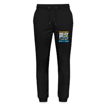 Mein Lieblings Volleyballspieler Bruder - Stanley/Stella Unisex Bio Jogginghose Mover  - Schwarz - Vorne - Marisol (170cm) & Nik (191cm)