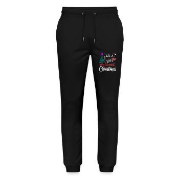 Just A Girl Who Loves Christmas Funny Xmas Holiday - Stanley/Stella Mover Unisex Organic Jogging Trousers - black - Front - Marisol (170cm) & Nik (191cm)
