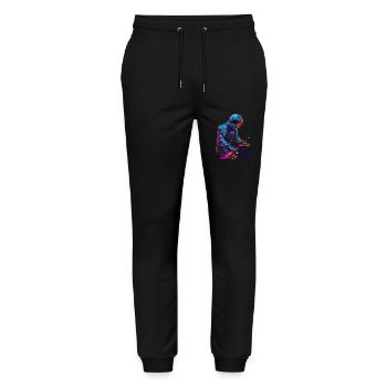Piano astronaute - Pantalon de jogging bio MOVER Stanley/Stella unisexe - noir - Devant - Marisol (170cm) & Nik (191cm)