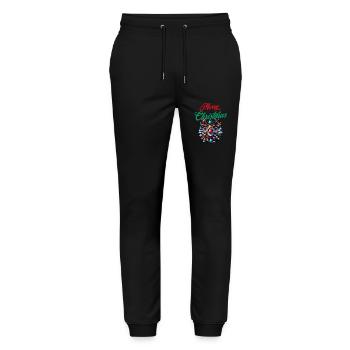 Merry Christmas wishes funny reindeer - Xmas - Stanley/Stella Mover Unisex Organic Jogging Trousers - black - Front - Marisol (170cm) & Nik (191cm)