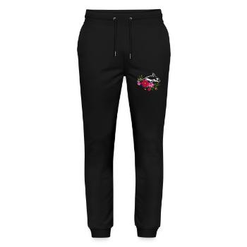 Killer Whale Flowers - Stanley/Stella Mover Unisex Organic Jogging Trousers - black - Front - Marisol (170cm) & Nik (191cm)