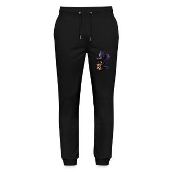 Lila Drache mit Büchern – Magie für Leseratten - Stanley/Stella Unisex Bio Jogginghose Mover  - Schwarz - Vorne - Marisol (170cm) & Nik (191cm)