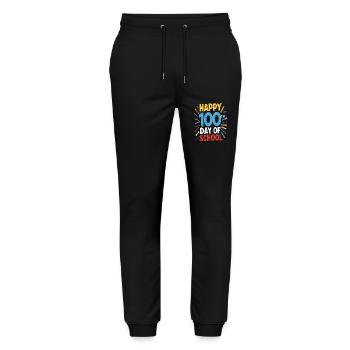 Happy 100th Day of School Colorful Kids Girls Boys - Stanley/Stella Mover Unisex Organic Jogging Trousers - black - Front - Marisol (170cm) & Nik (191cm)