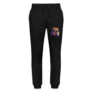 Lion Lover Wildlife Safari Art Lion Colorful - Stanley/Stella Mover Unisex Organic Jogging Trousers - black - Front - Marisol (170cm) & Nik (191cm)