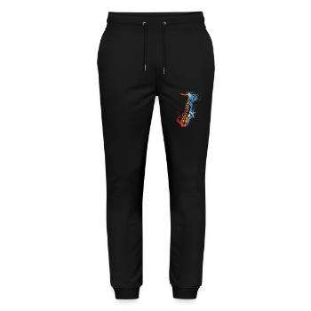 Saxophon - Stanley/Stella Unisex Bio Jogginghose Mover  - Schwarz - Vorne - Marisol (170cm) & Nik (191cm)