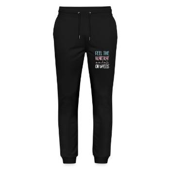 Rollerskater Party Feel Heartbeat On Wheels Gift - Stanley/Stella Unisex Bio Jogginghose Mover  - Schwarz - Vorne - Marisol (170cm) & Nik (191cm)