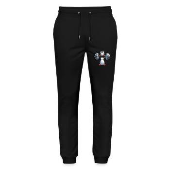 Mignon pingouin fitness haltère bande dessinée entraînement - Pantalon de jogging bio MOVER Stanley/Stella unisexe - noir - Devant - Marisol (170cm) & Nik (191cm)