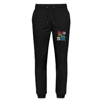 Children's Birthday Train Train Driver Locomotive - Stanley/Stella Mover Unisex Organic Jogging Trousers - black - Front - Marisol (170cm) & Nik (191cm)
