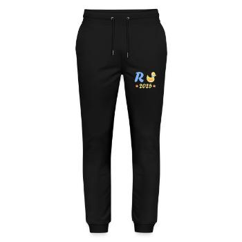 Duck Pension 2025 Pension Retirement Grandpa Grandma Pensioner - Stanley/Stella Mover Unisex Organic Jogging Trousers - black - Front - Marisol (170cm) & Nik (191cm)