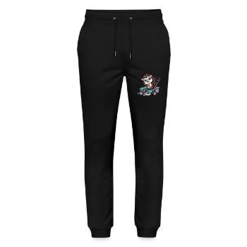 Hedgehog on tractor horticulture lawn care - Stanley/Stella Mover Unisex Organic Jogging Trousers - black - Front - Marisol (170cm) & Nik (191cm)