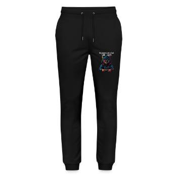 Respawn Like a Cat - Nine Lives Gamer Cat Design - Pantalon de jogging bio MOVER Stanley/Stella unisexe - noir - Devant - Marisol (170cm) & Nik (191cm)