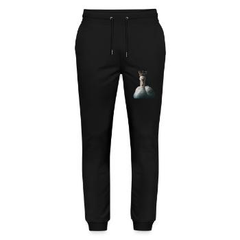Schwan - Stanley/Stella Unisex Bio Jogginghose Mover  - Schwarz - Vorne - Marisol (170cm) & Nik (191cm)