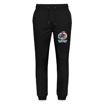 Nilpferd Flußpferd - Stanley/Stella Unisex Bio Jogginghose Mover  - Schwarz - Vorne - Marisol (170cm) & Nik (191cm)