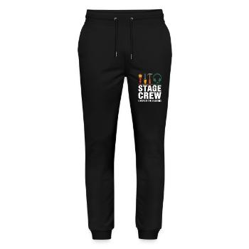Stage Crew I work in the shadows Backstage Humor - Stanley/Stella Mover Unisex Organic Jogging Trousers - black - Front - Marisol (170cm) & Nik (191cm)