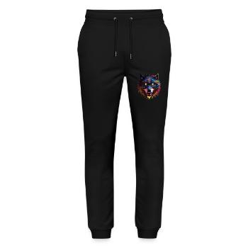 Wolf Liebhaber Wildtier Kunst Wolf Bunt Tier - Stanley/Stella Unisex Bio Jogginghose Mover  - Schwarz - Vorne - Marisol (170cm) & Nik (191cm)