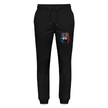 Wolf Liebhaber Wildtier Kunst Wolf Bunt Tier - Stanley/Stella Unisex Bio Jogginghose Mover  - Schwarz - Vorne - Marisol (170cm) & Nik (191cm)