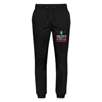 Amateurfunk Geschenke für Funker Funkamateur - Stanley/Stella Unisex Bio Jogginghose Mover  - Schwarz - Vorne - Marisol (170cm) & Nik (191cm)