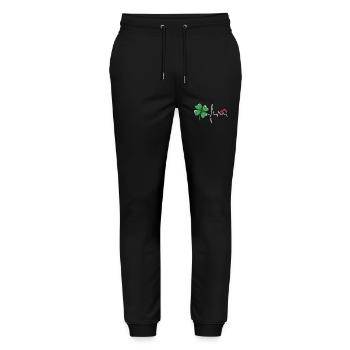 Shamrock Heartbeat St. Patrick’s Day Love Women - Stanley/Stella Unisex Bio Jogginghose Mover  - Schwarz - Vorne - Marisol (170cm) & Nik (191cm)
