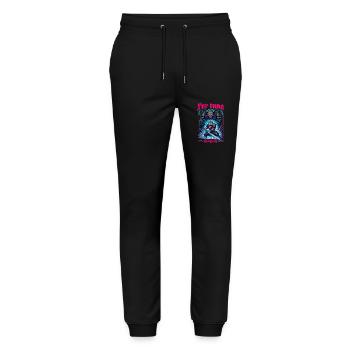 Middle Ages Cat Tuna Artwork Fame Glory - Stanley/Stella Mover Unisex Organic Jogging Trousers - black - Front - Marisol (170cm) & Nik (191cm)
