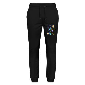 Chats, Chat, Printemps, Papillons, Enfants, Enfant - Pantalon de jogging bio MOVER Stanley/Stella unisexe - noir - Devant - Marisol (170cm) & Nik (191cm)