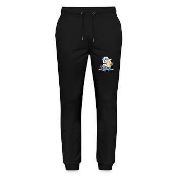 maritim Katze witzig Fischer Fisch Kinder Seemann - Stanley/Stella Unisex Bio Jogginghose Mover  - Schwarz - Vorne - Marisol (170cm) & Nik (191cm)