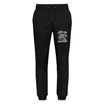 Style de bande dessinée d’éléphant fou mais génial - Pantalon de jogging bio MOVER Stanley/Stella unisexe - noir - Devant - Marisol (170cm) & Nik (191cm)