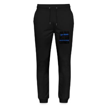 Abi 2025 Gymnasium Abschluss Geschenk Abitur 2025 - Stanley/Stella Unisex Bio Jogginghose Mover  - Schwarz - Vorne - Marisol (170cm) & Nik (191cm)