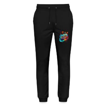 MUSIC CASSETTE 70s - Stanley/Stella Mover Unisex Organic Jogging Trousers - black - Front - Marisol (170cm) & Nik (191cm)