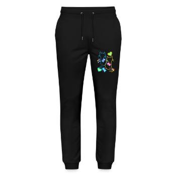 Spring Cats Retro 80s 90s Vintage Cats - Stanley/Stella Mover Unisex Organic Jogging Trousers - black - Front - Marisol (170cm) & Nik (191cm)