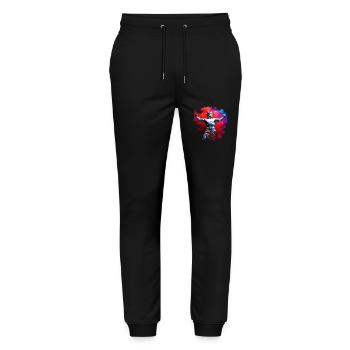 GRIECHISCHE GOTTHEIT - Stanley/Stella Unisex Bio Jogginghose Mover  - Schwarz - Vorne - Marisol (170cm) & Nik (191cm)