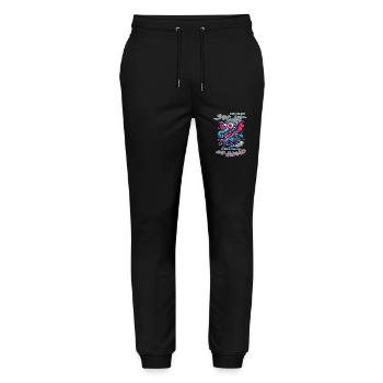 Wenn ihr mich sucht, ich bin am Rande des Wahnsinn - Stanley/Stella Unisex Bio Jogginghose Mover  - Schwarz - Vorne - Marisol (170cm) & Nik (191cm)