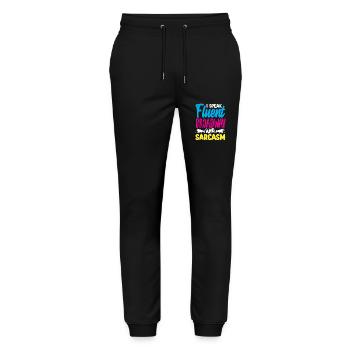 Amateur de comédie musicale : Je parle Broadway - Pantalon de jogging bio MOVER Stanley/Stella unisexe - noir - Devant - Marisol (170cm) & Nik (191cm)
