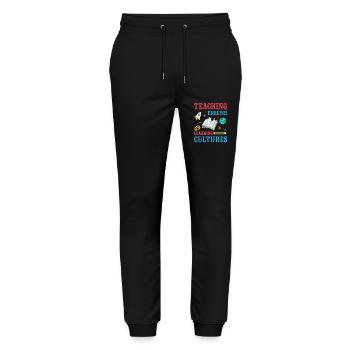 ESL-Lehrer ESL Unterricht - Stanley/Stella Unisex Bio Jogginghose Mover  - Schwarz - Vorne - Marisol (170cm) & Nik (191cm)