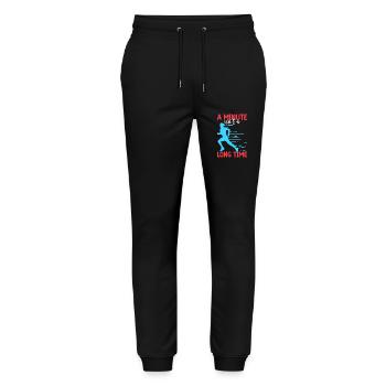Running A Minute Isn ́t Long Time Marathon Runner - Stanley/Stella Mover Unisex Organic Jogging Trousers - black - Front - Marisol (170cm) & Nik (191cm)