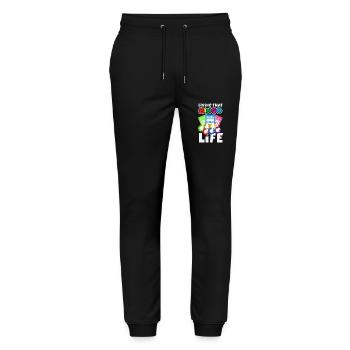 Lebe Das Bingo Leben Mit Stil - Stanley/Stella Unisex Bio Jogginghose Mover  - Schwarz - Vorne - Marisol (170cm) & Nik (191cm)