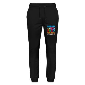 Bingo Partner For Life Couple - Stanley/Stella Mover Unisex Organic Jogging Trousers - black - Front - Marisol (170cm) & Nik (191cm)